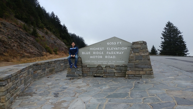 Tony at the highest point of the Blue Ridge Parkway