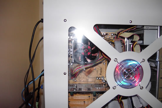 Side view of computer after upgrade