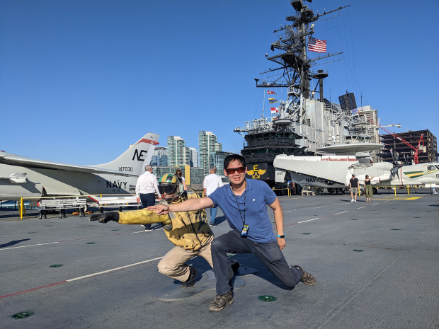 Tony posing at the USS Midway